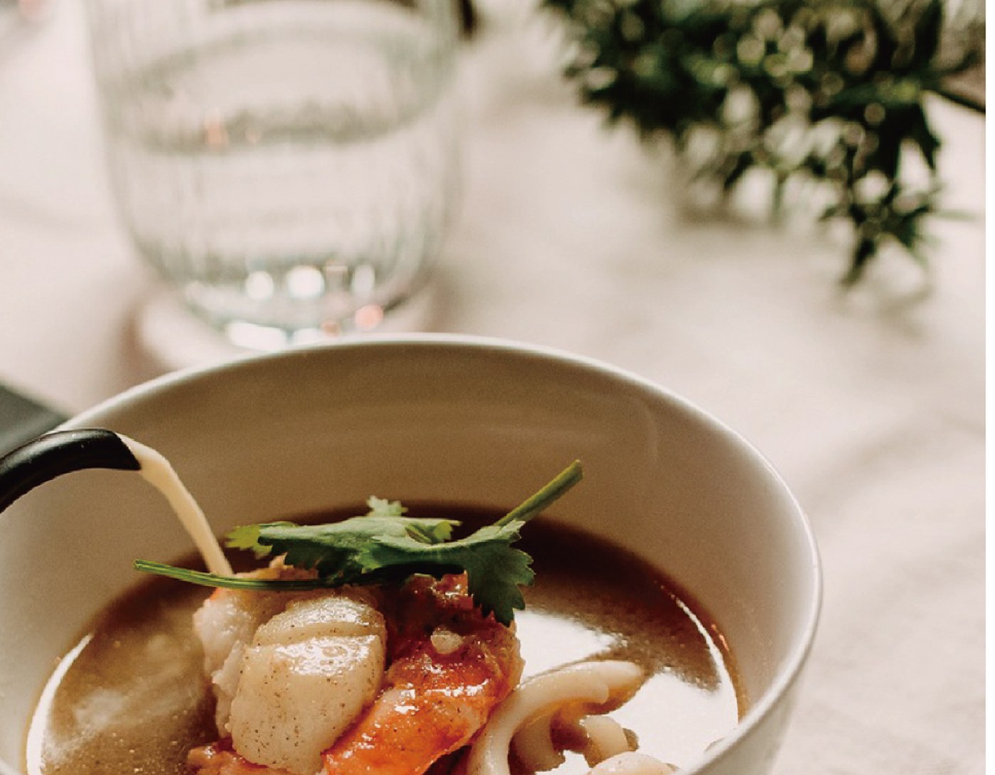 Cod noodle soup with soymilk broth 